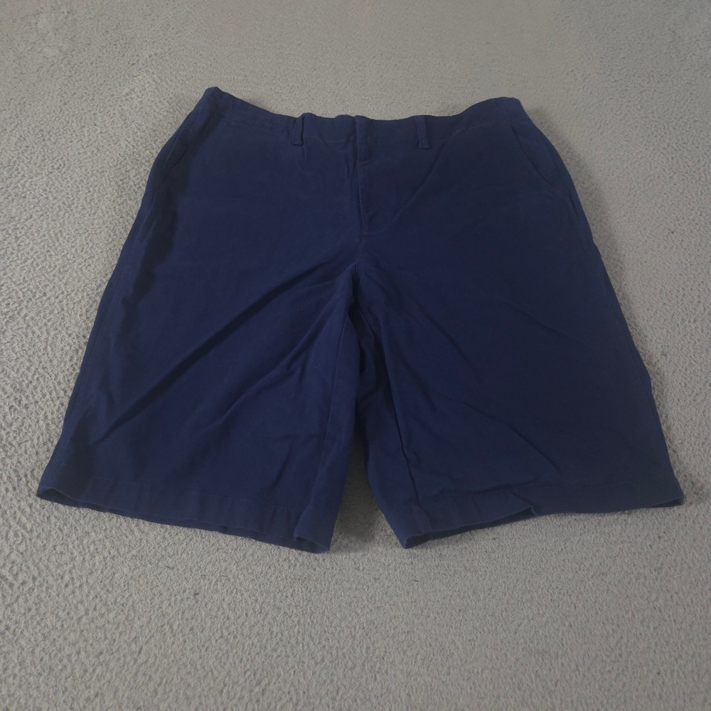 Lands' End Shorts Womens 16 Navy Elastic Back Classic 12" Chino Cotton Stretch